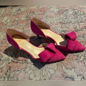 Nine West Hot Pink Suede Bow Heels “Shamrock”